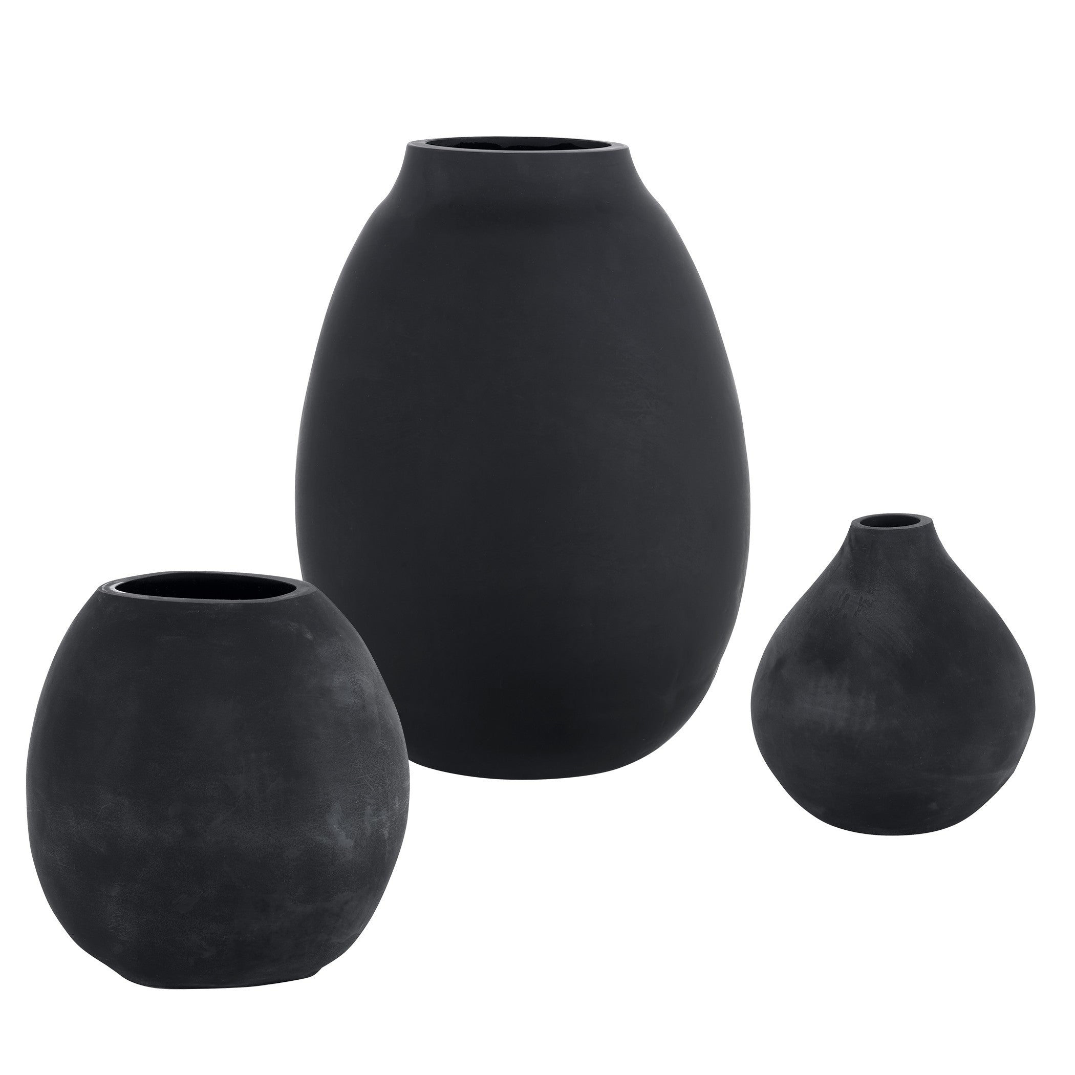Hearth Matte Black Vases - Set of 3 by Uttermost