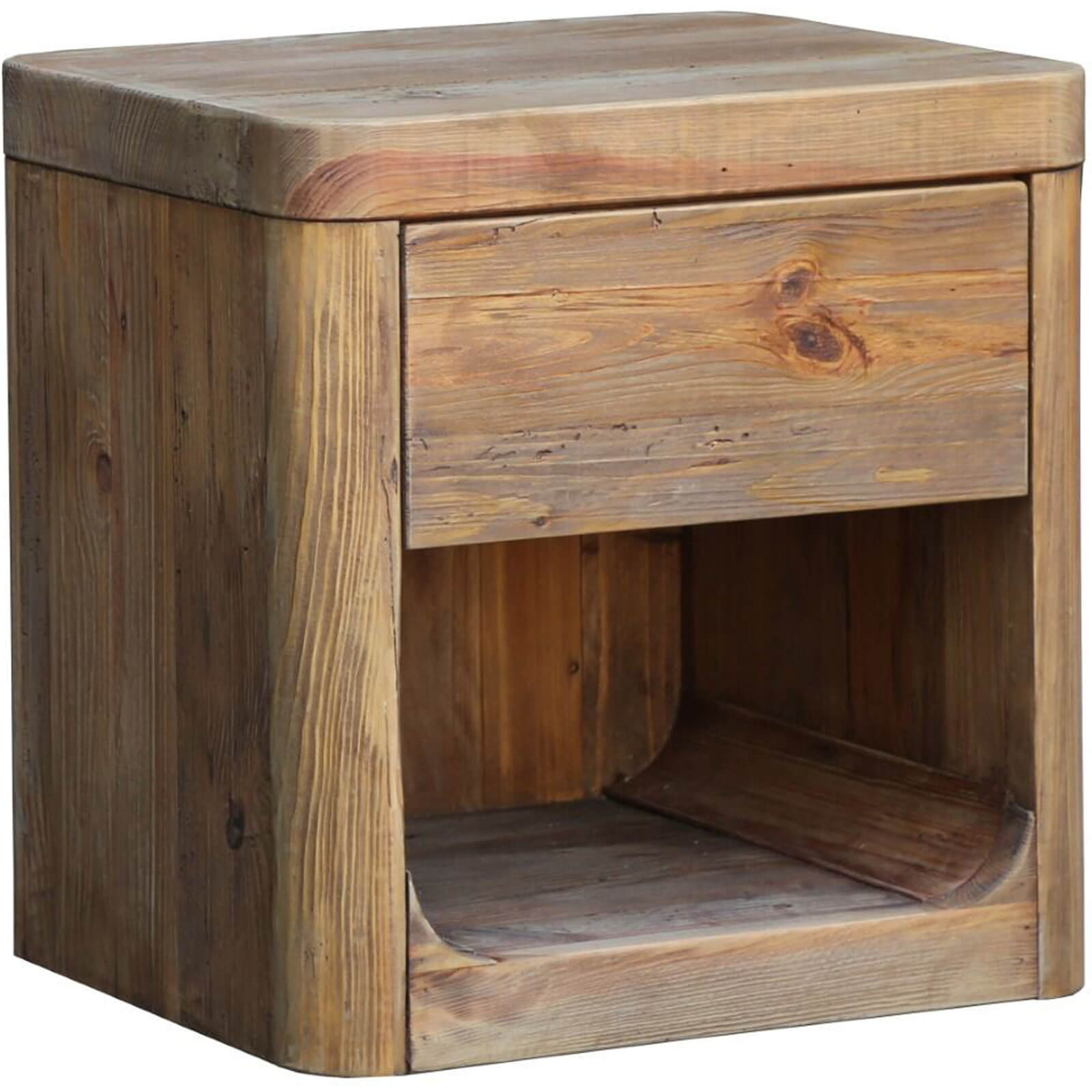 Reclaimed Pine 1 Drawer Bedside Table by Keiichi