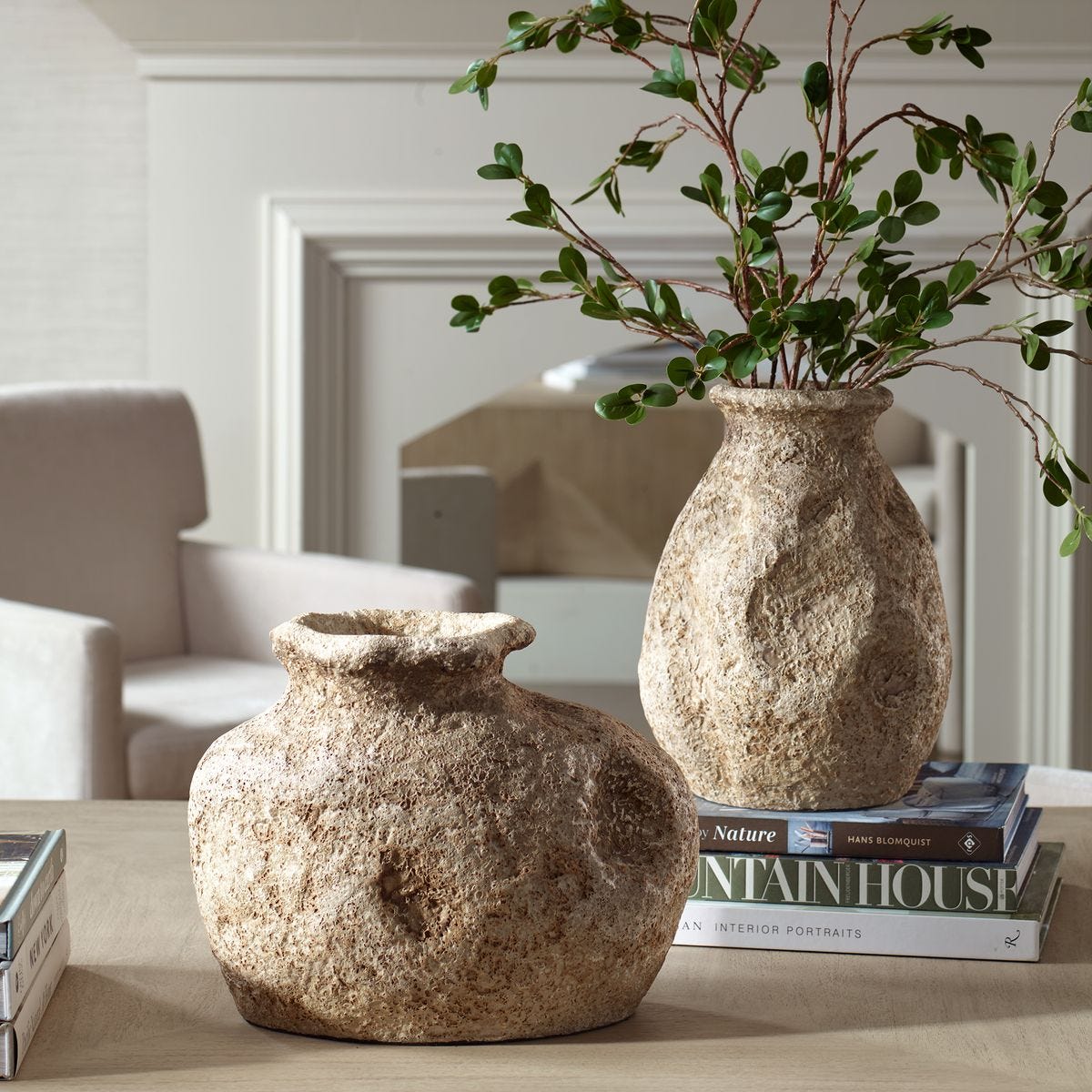 Anchient Echos Indoor-Outdoor Vases Set of 2 by Uttermost