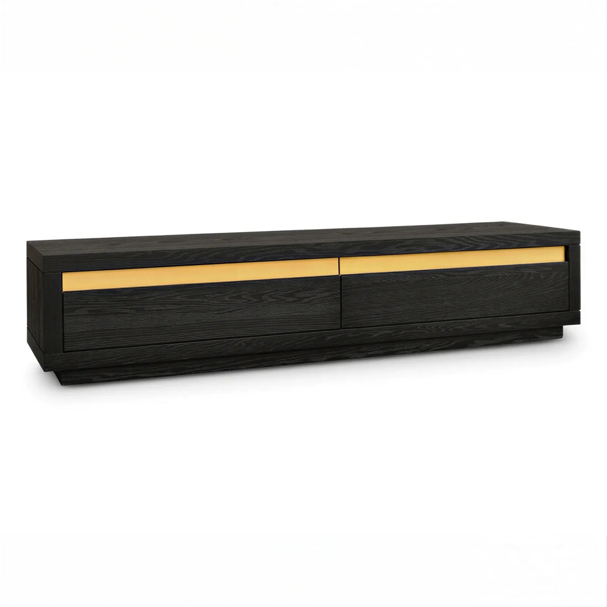 Arosa Oak Wood & Brass Inlay Media TV Cabinet Unit Berkeley Designs