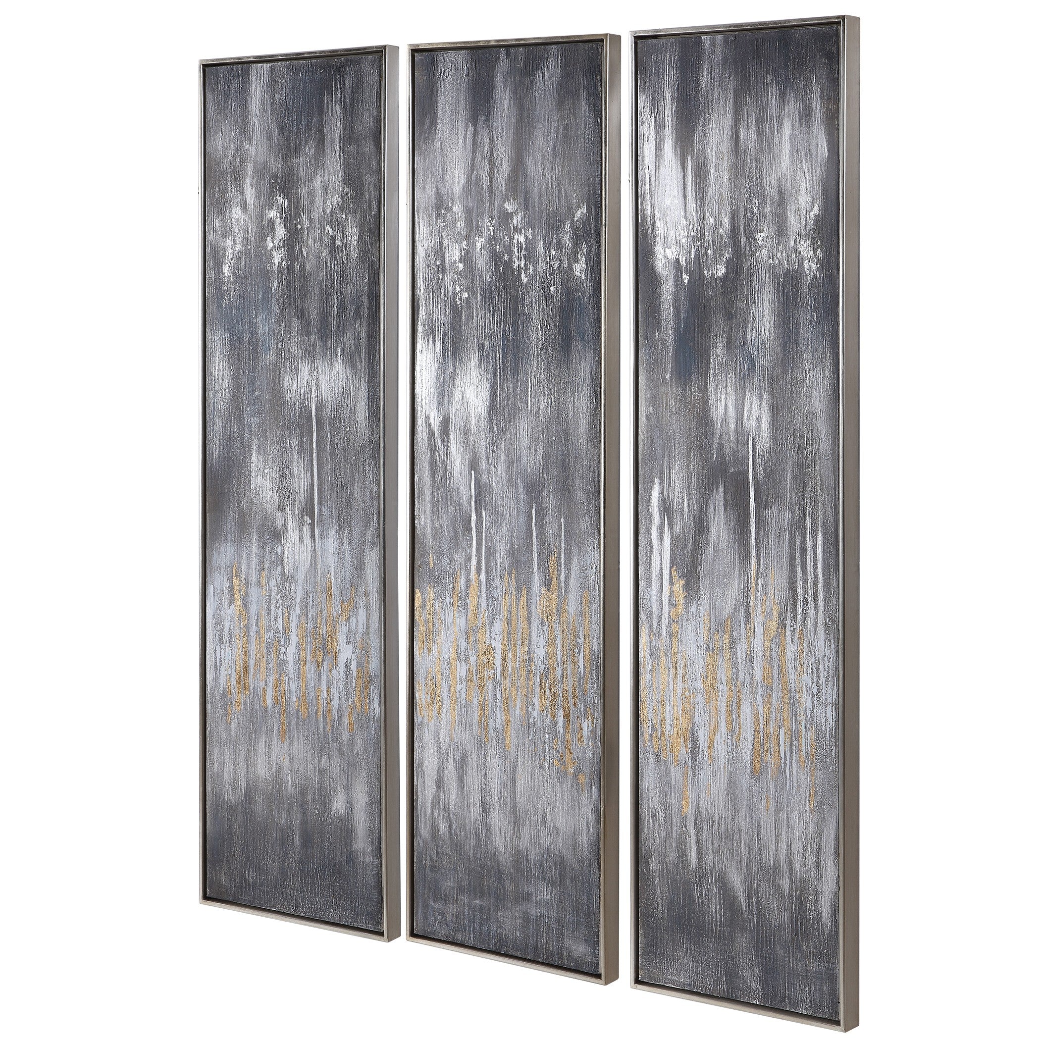 Gray Showers Hand Painted Canvases - Set of 3 by Uttermost