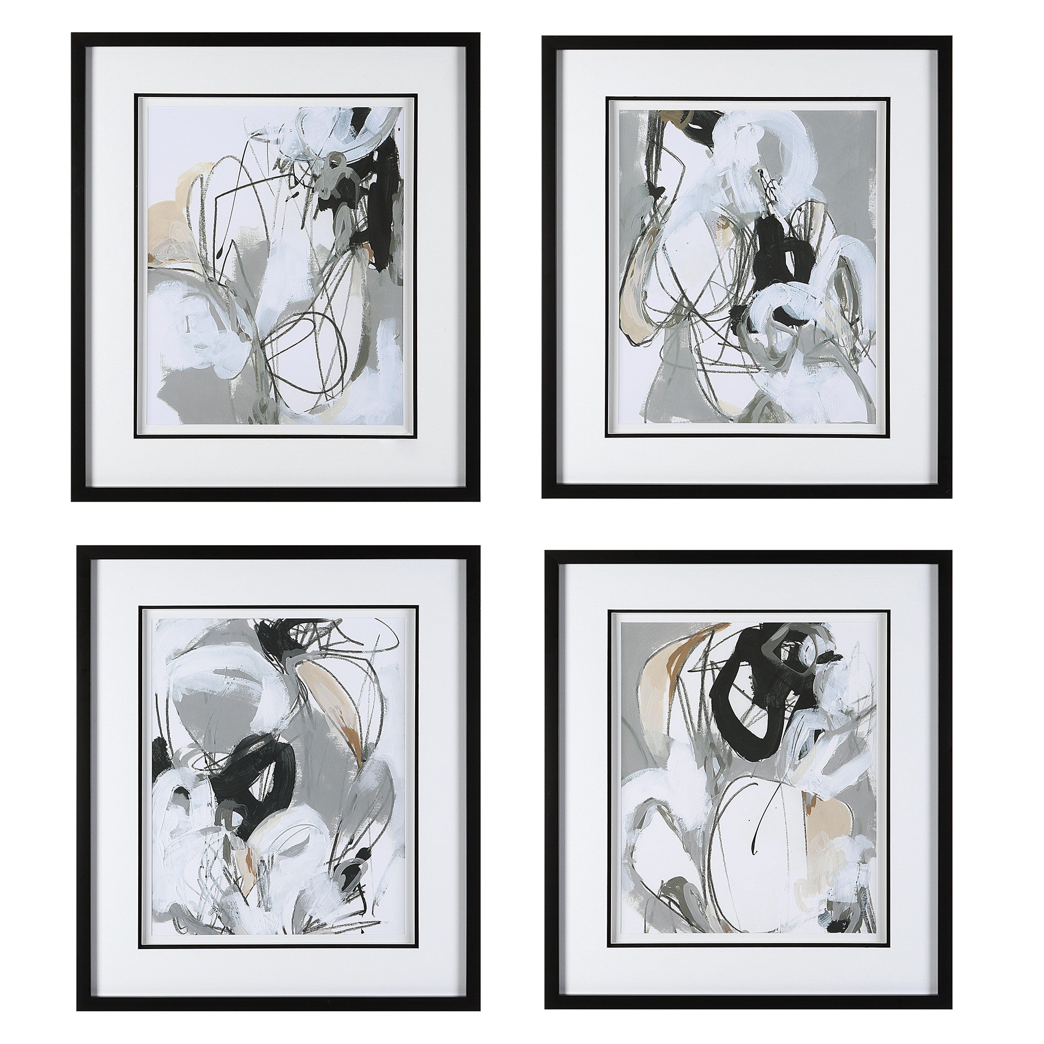 Tangled Threads Abstract Framed Prints - Set of 4 by Uttermost