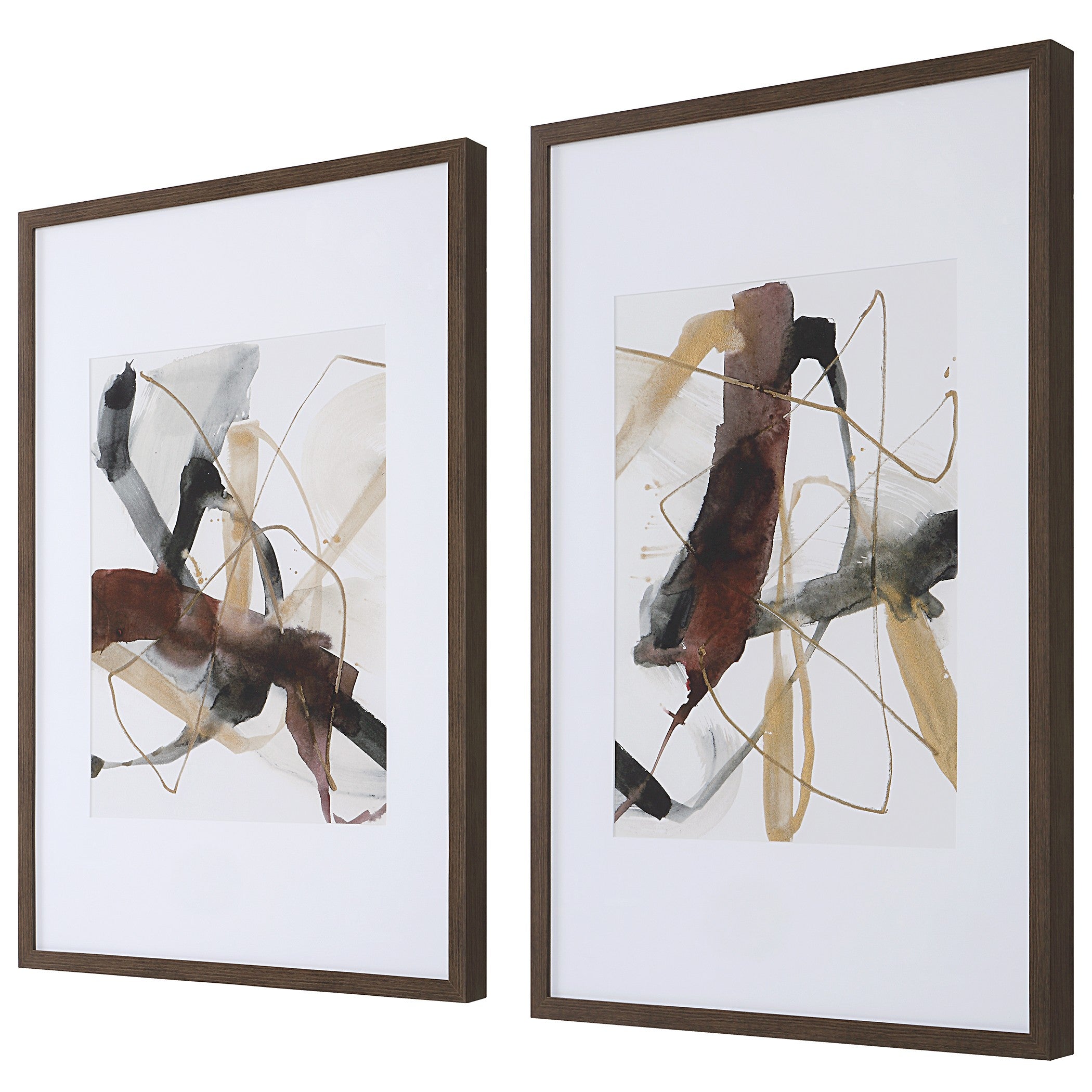 Burgundy Interjection Abstract Prints - Set of 2 by Uttermost