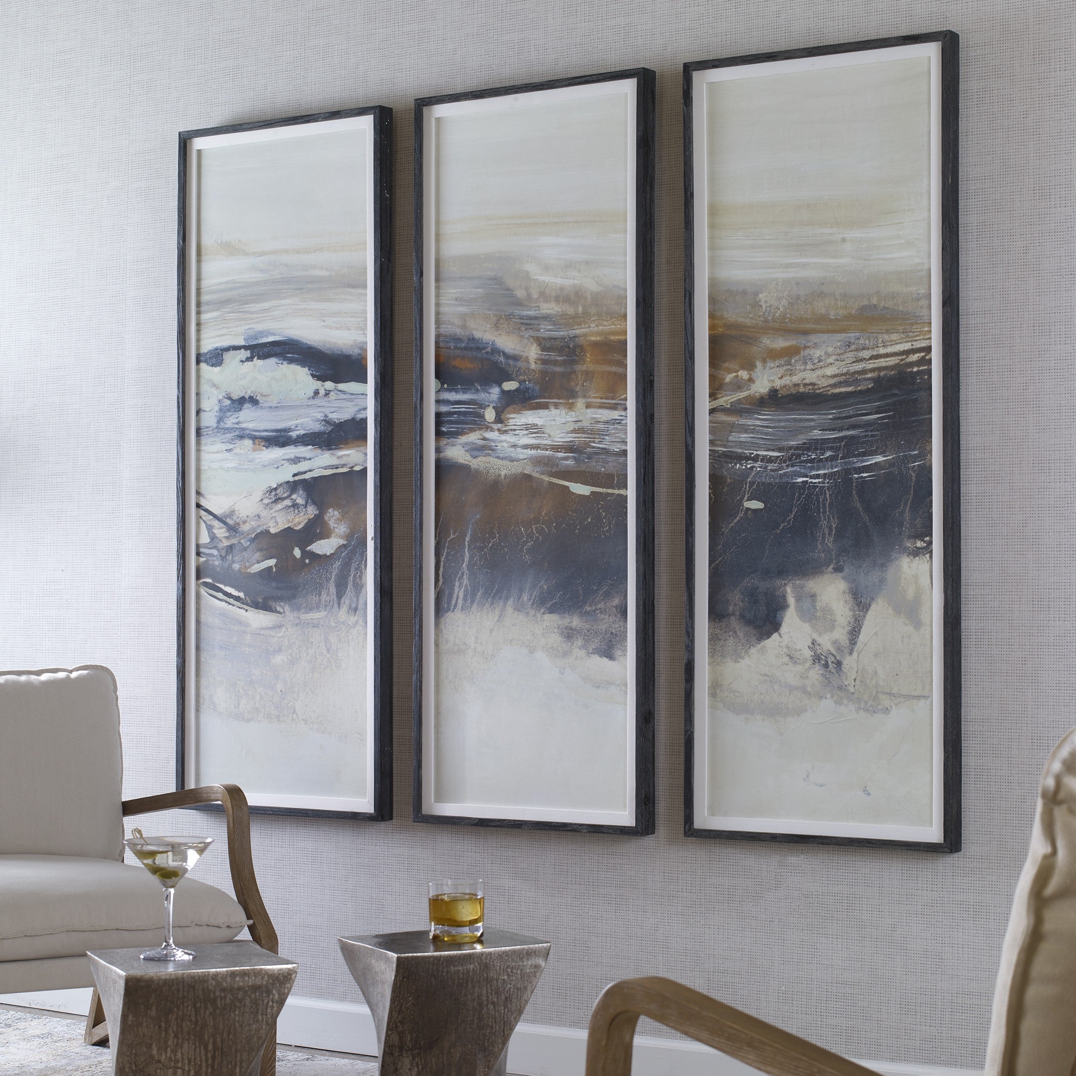 Graphite Horizon Framed Prints - Set of 3 by Uttermost
