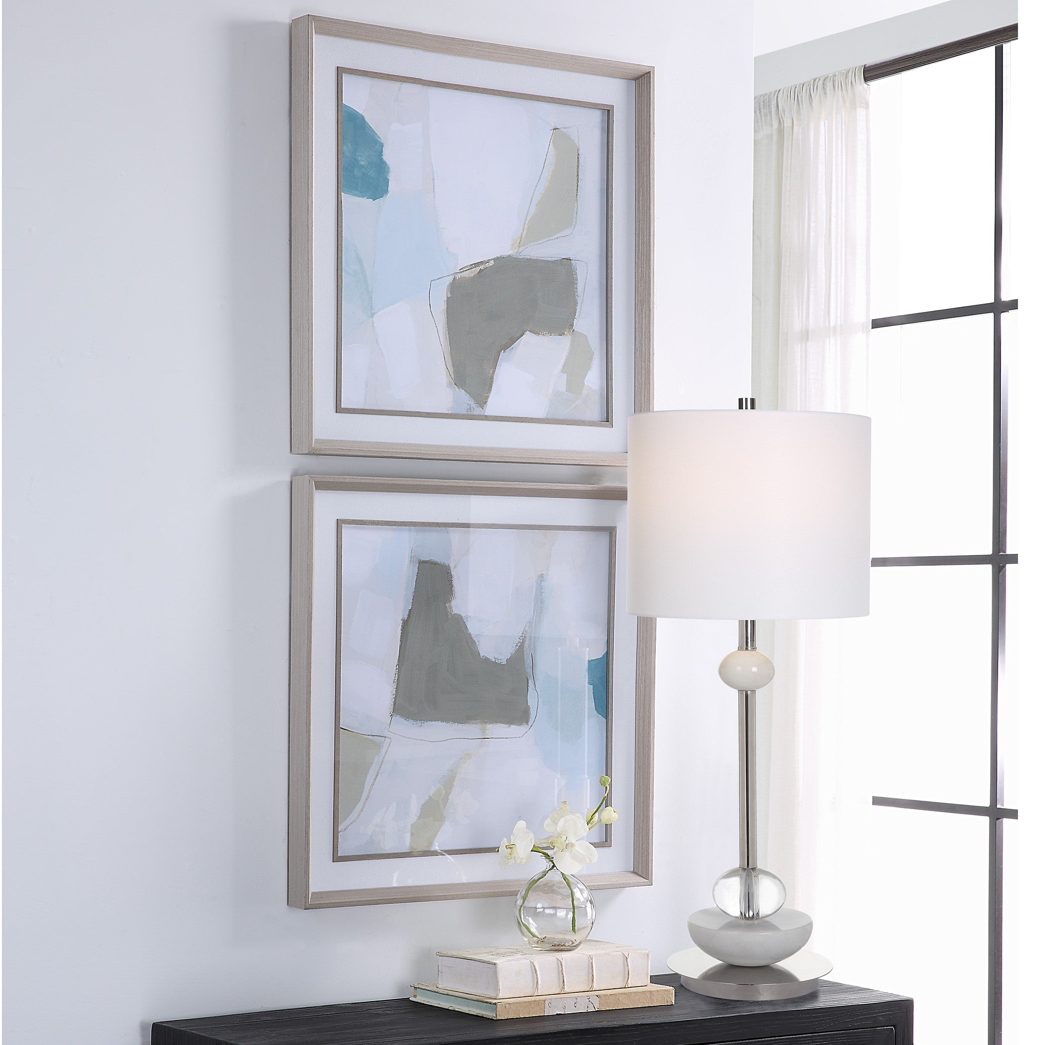 Mist Shapes Framed Prints - Set of 2 by Uttermost