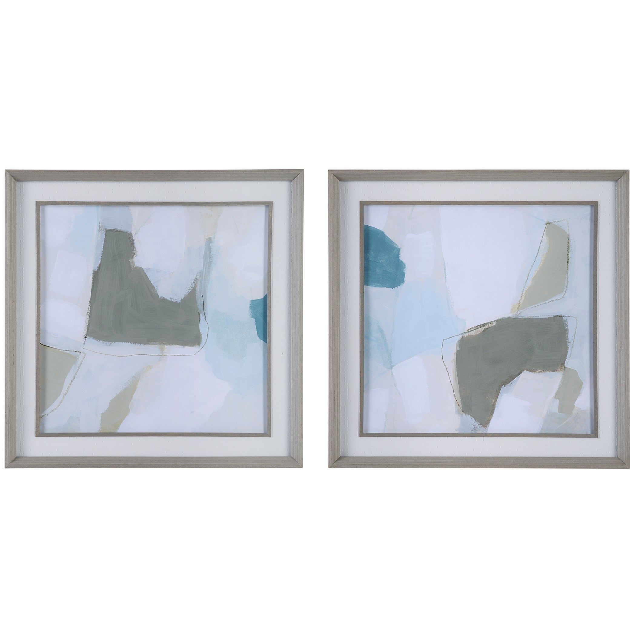 Mist Shapes Framed Prints - Set of 2 by Uttermost