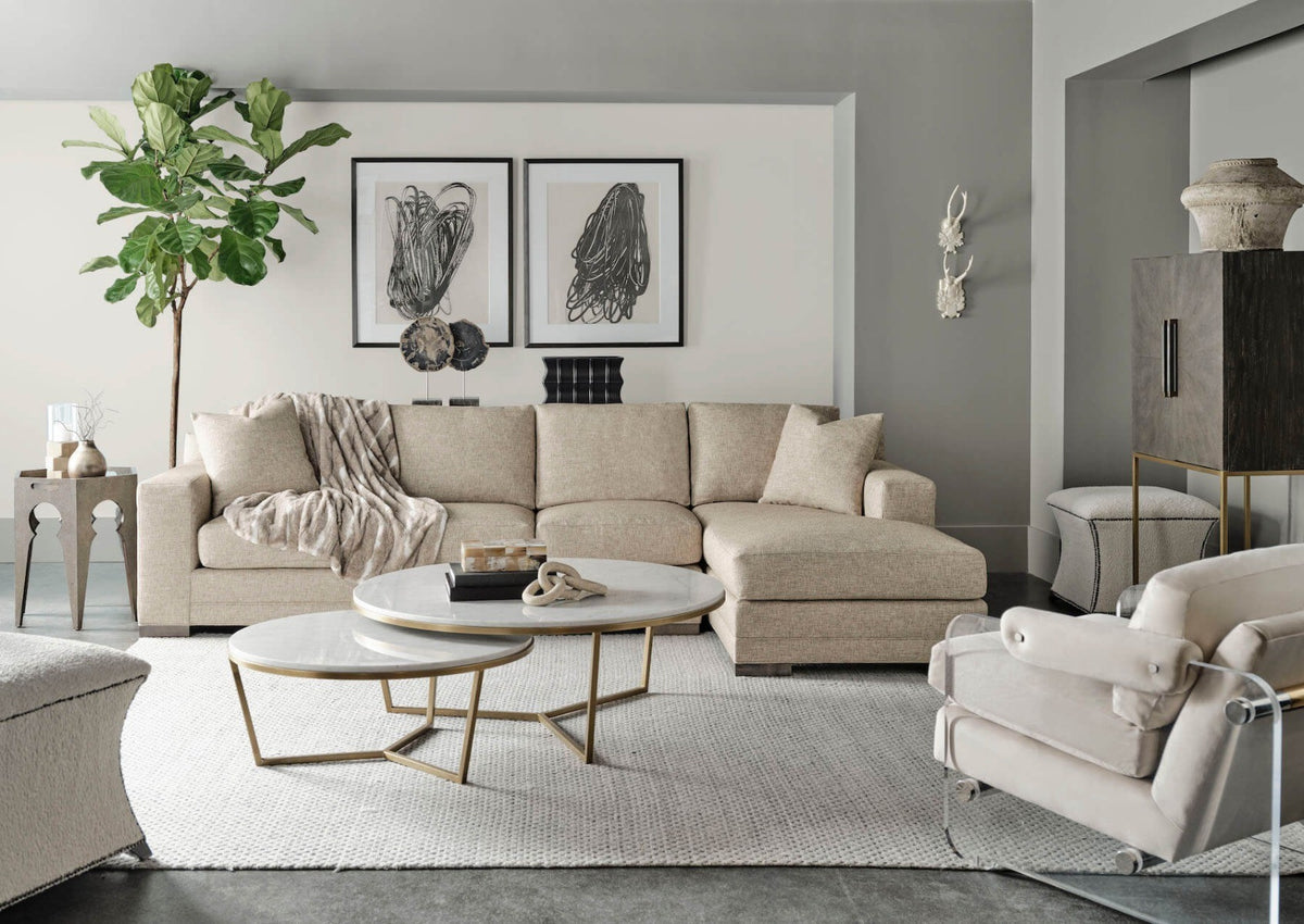 Small Round Coffee Table Fisher in Marble & Brass by Theodore Alexander