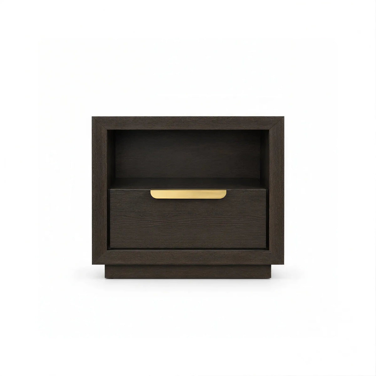 Aspen Bedside Table Textured Coffee Oak Wood with Gold Handles 1 Drawer Berkeley Designs