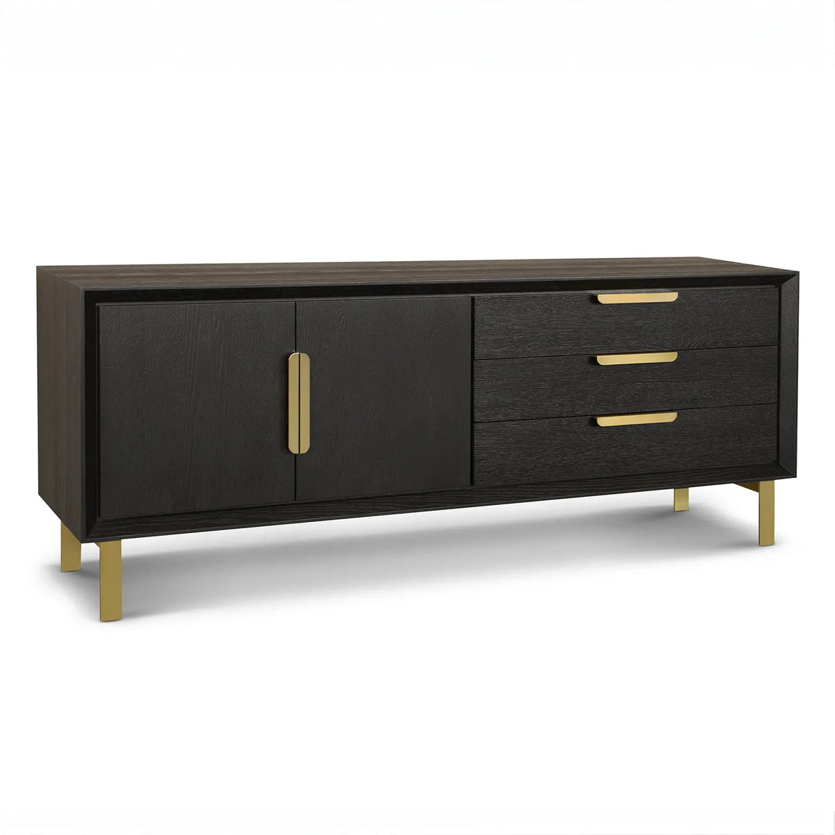 Aspen Textured Coffee Oak Wood & Gold Sideboard Berkeley Designs
