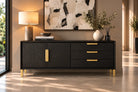 Aspen Textured Coffee Oak Wood & Gold Sideboard Berkeley Designs