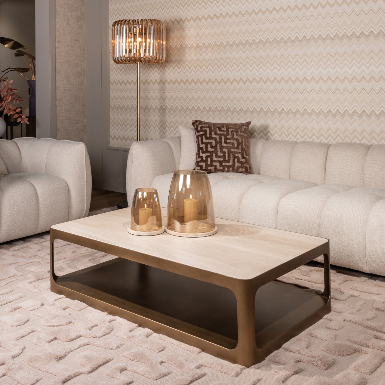 Claridge Beige Ceramic Rectangle Coffee Table by Richmond Interiors