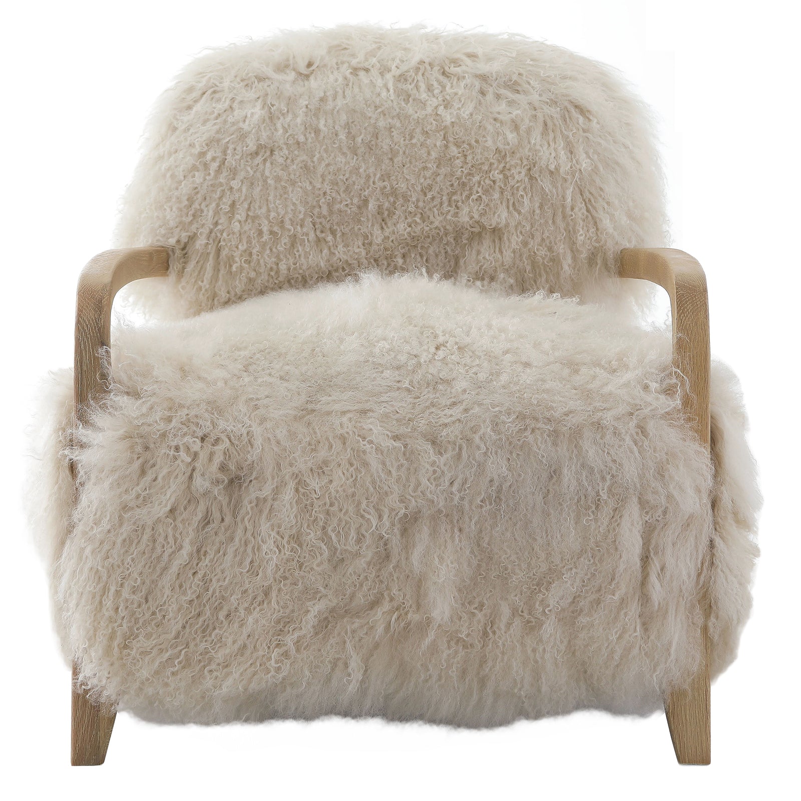 Baaarb Accent Chair in Natural Real Long Sheepskin by Keiichi
