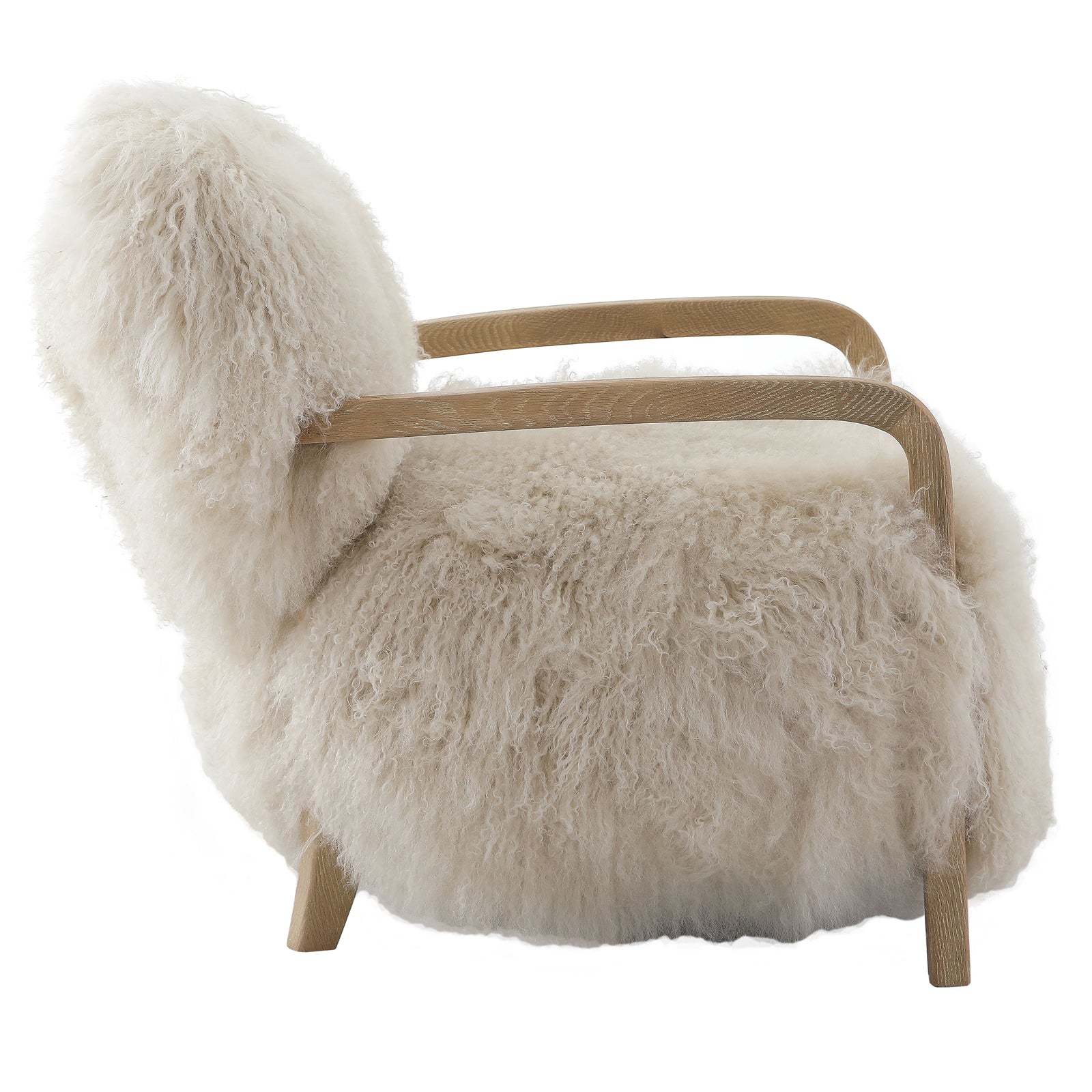 Baaarb Accent Chair in Natural Real Long Sheepskin by Keiichi