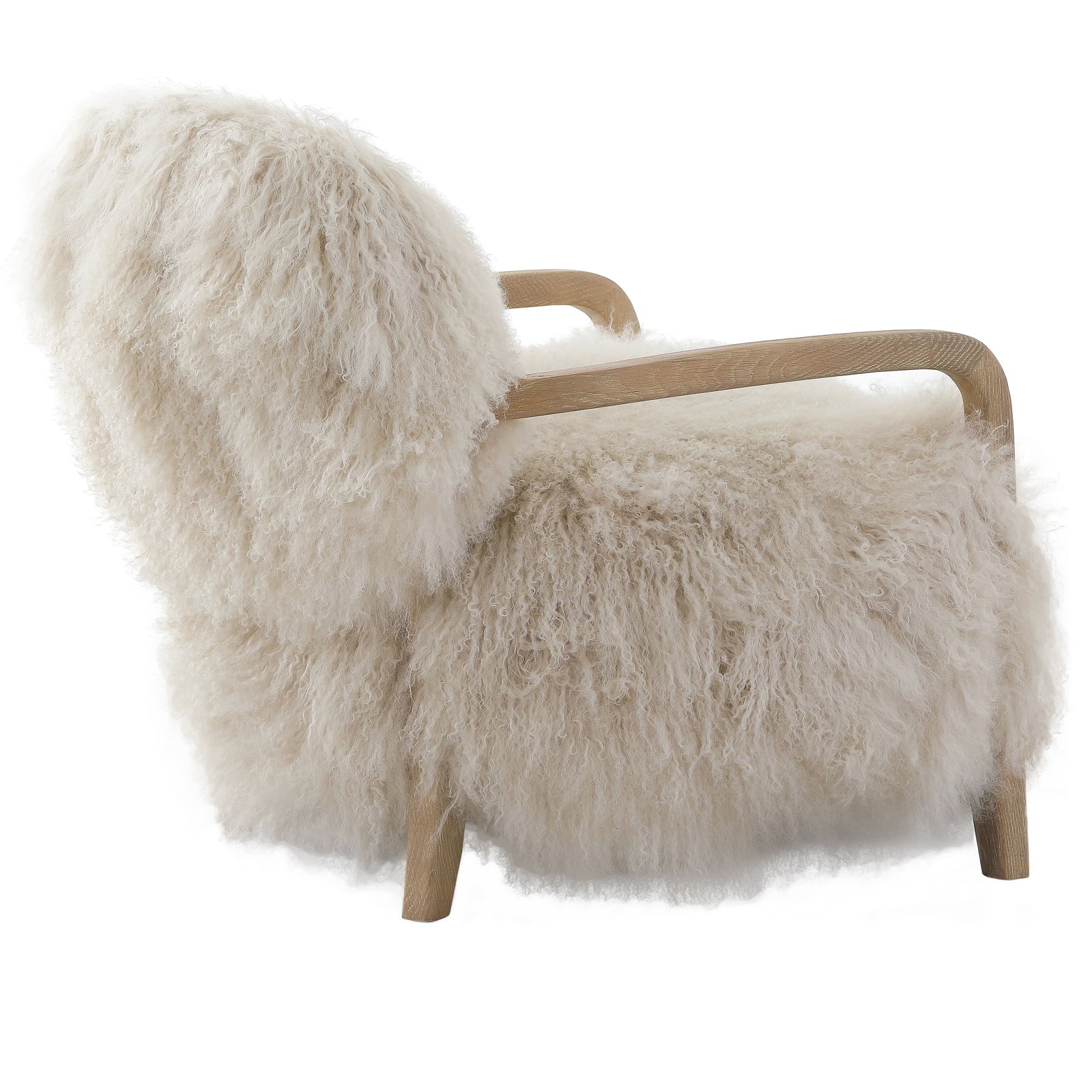 Baaarb Accent Chair in Natural Real Long Sheepskin by Keiichi