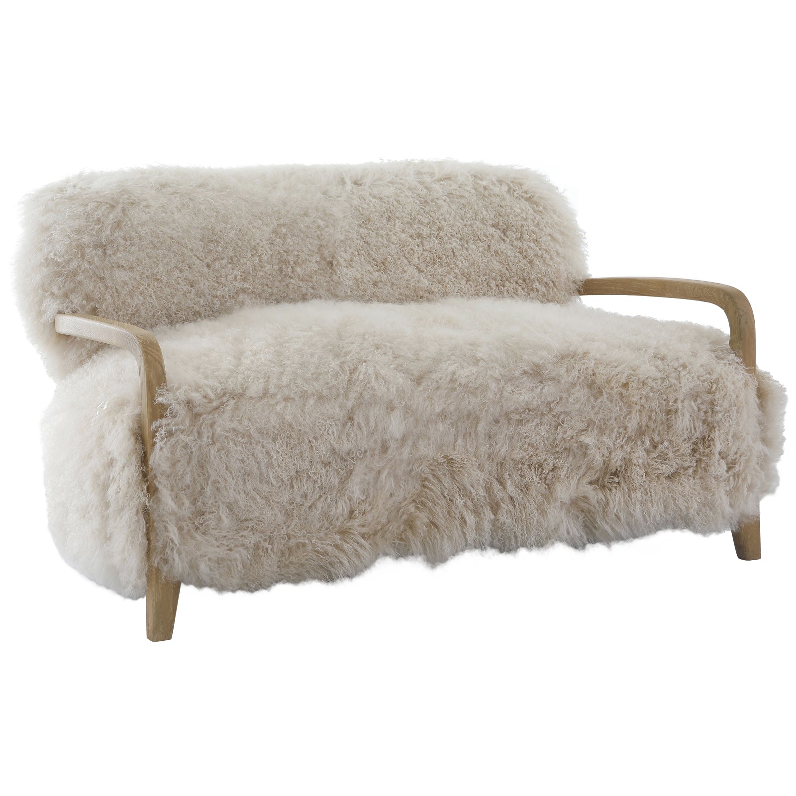 Baaarb Sofa in Natural Real Long Sheepskin Keiichi