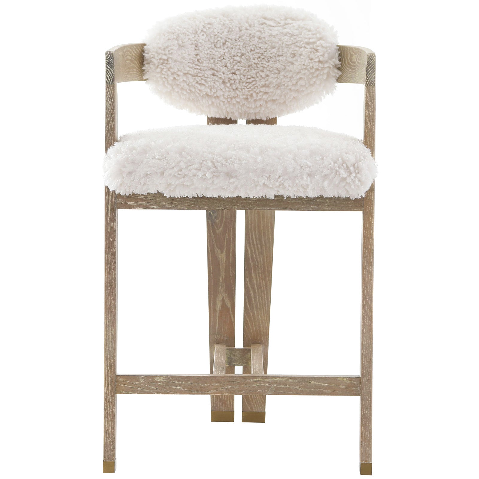 Baaarb Counter Stool in Faux Sheepskin by Keiichi
