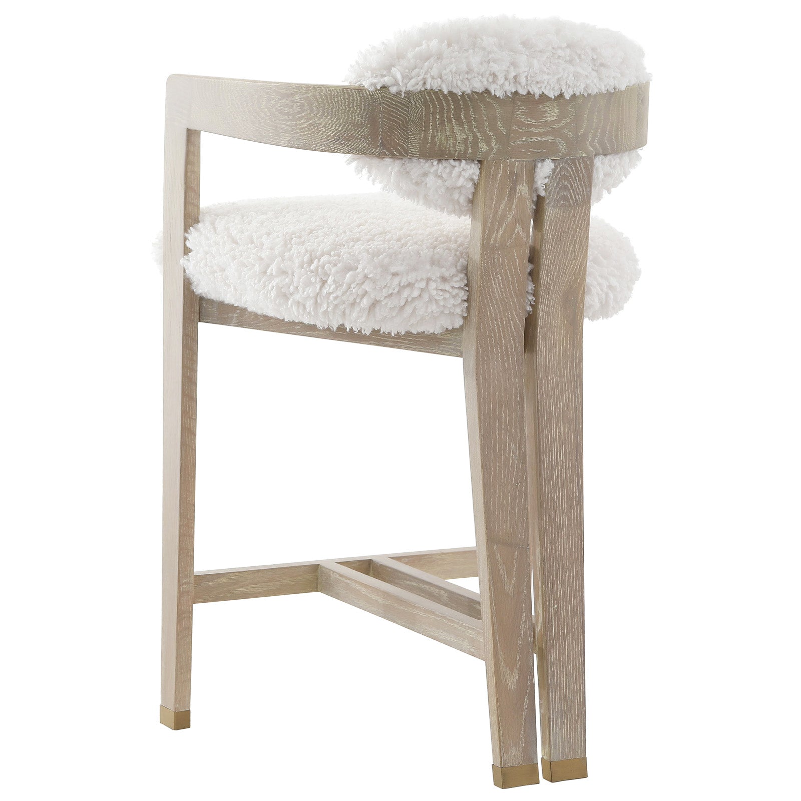 Baaarb Counter Stool in Faux Sheepskin by Keiichi