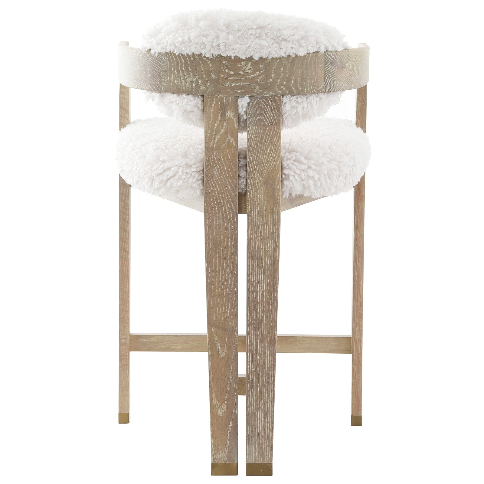 Baaarb Counter Stool in Faux Sheepskin by Keiichi