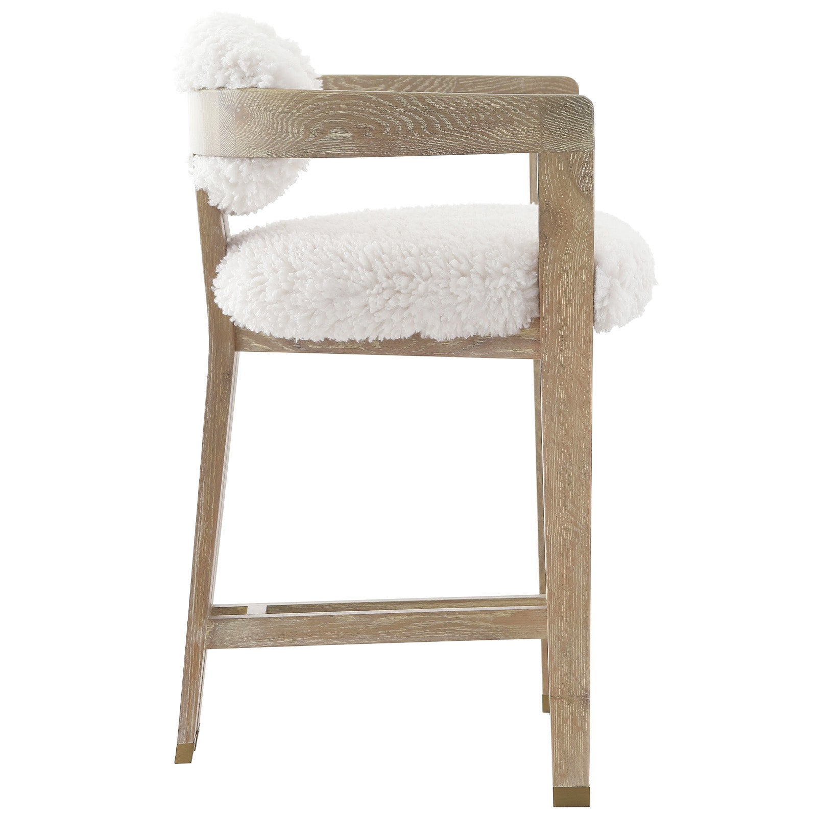 Baaarb Counter Stool in Faux Sheepskin by Keiichi