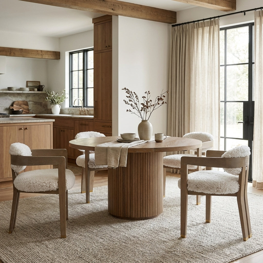 Baaarb Dining Chair in Faux Sheepskin by Keiichi