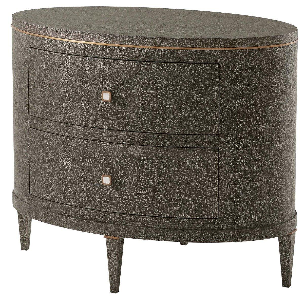 Bedside Table Eli in Tempest & Brushed Brass by Theodore Alexander