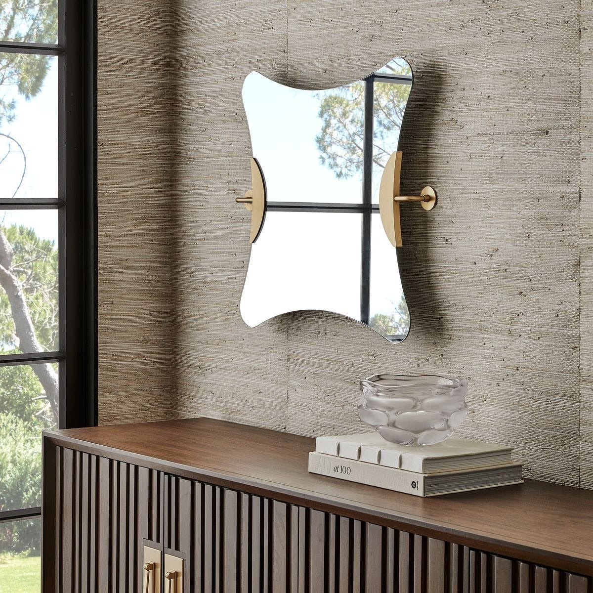 Ahead of the Curve Square Mirror in Brass - Large by Uttermost