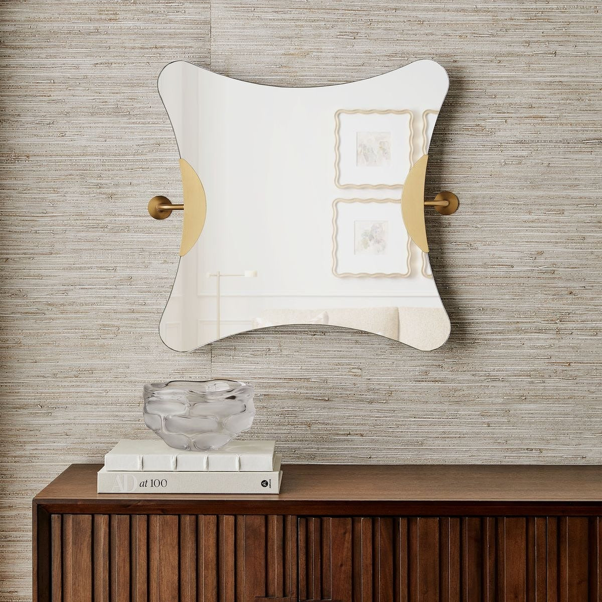 Ahead of the Curve Square Mirror in Brass - Large by Uttermost