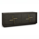 Bristol Dark Brown Oak Wood & Gold Media TV Cabinet Unit Berkeley Designs