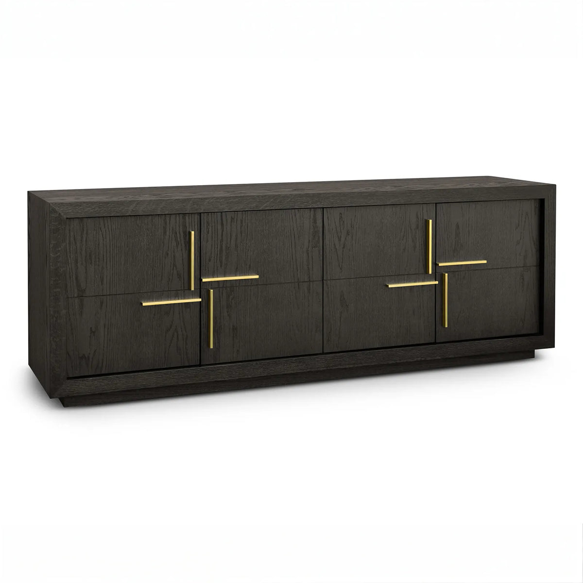 Bristol Dark Brown Oak Wood & Gold Media TV Cabinet Unit Berkeley Designs