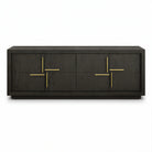 Bristol Dark Brown Oak Wood & Gold Media TV Cabinet Unit Berkeley Designs