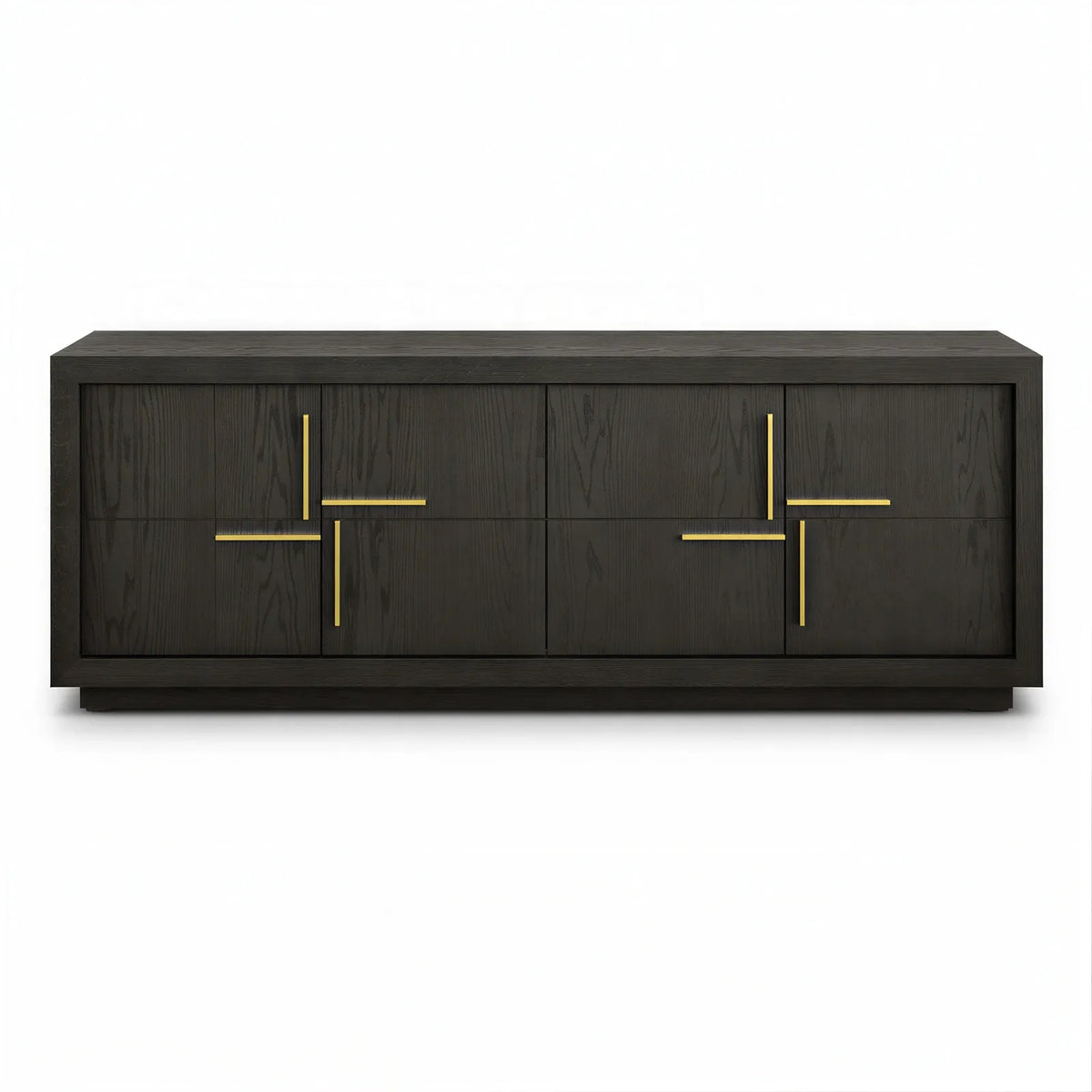 Bristol Dark Brown Oak Wood & Gold Media TV Cabinet Unit Berkeley Designs