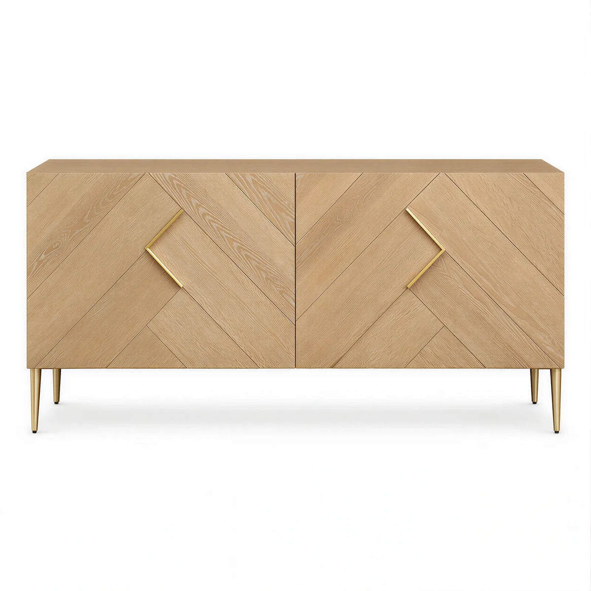 Burford Textured Natural Oak Wood & Brass Sideboard Berkeley Designs