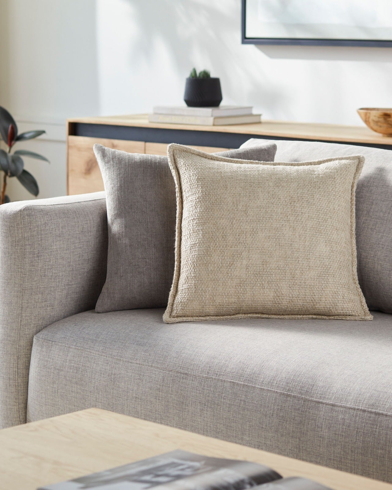 Bowen Woven Cushion in Beige Keiichi