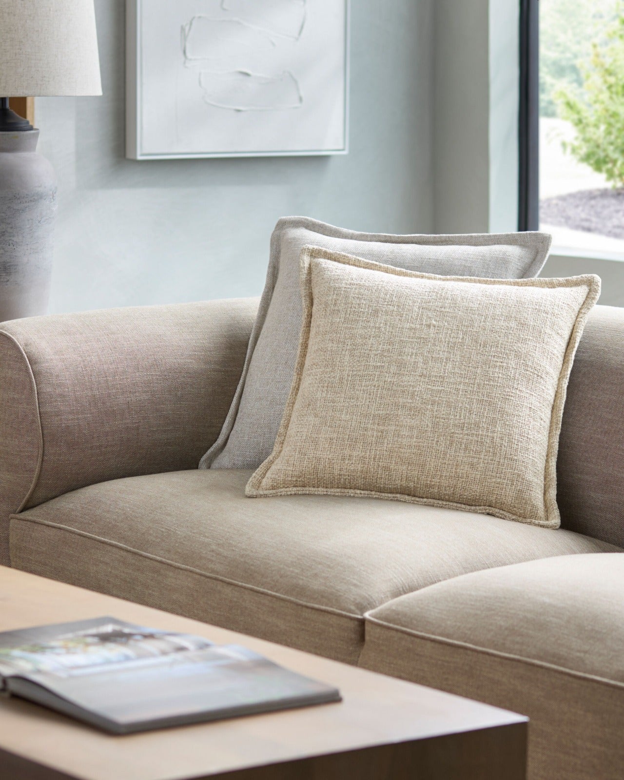 Bowen Woven Cushion in Cream by Keiichi