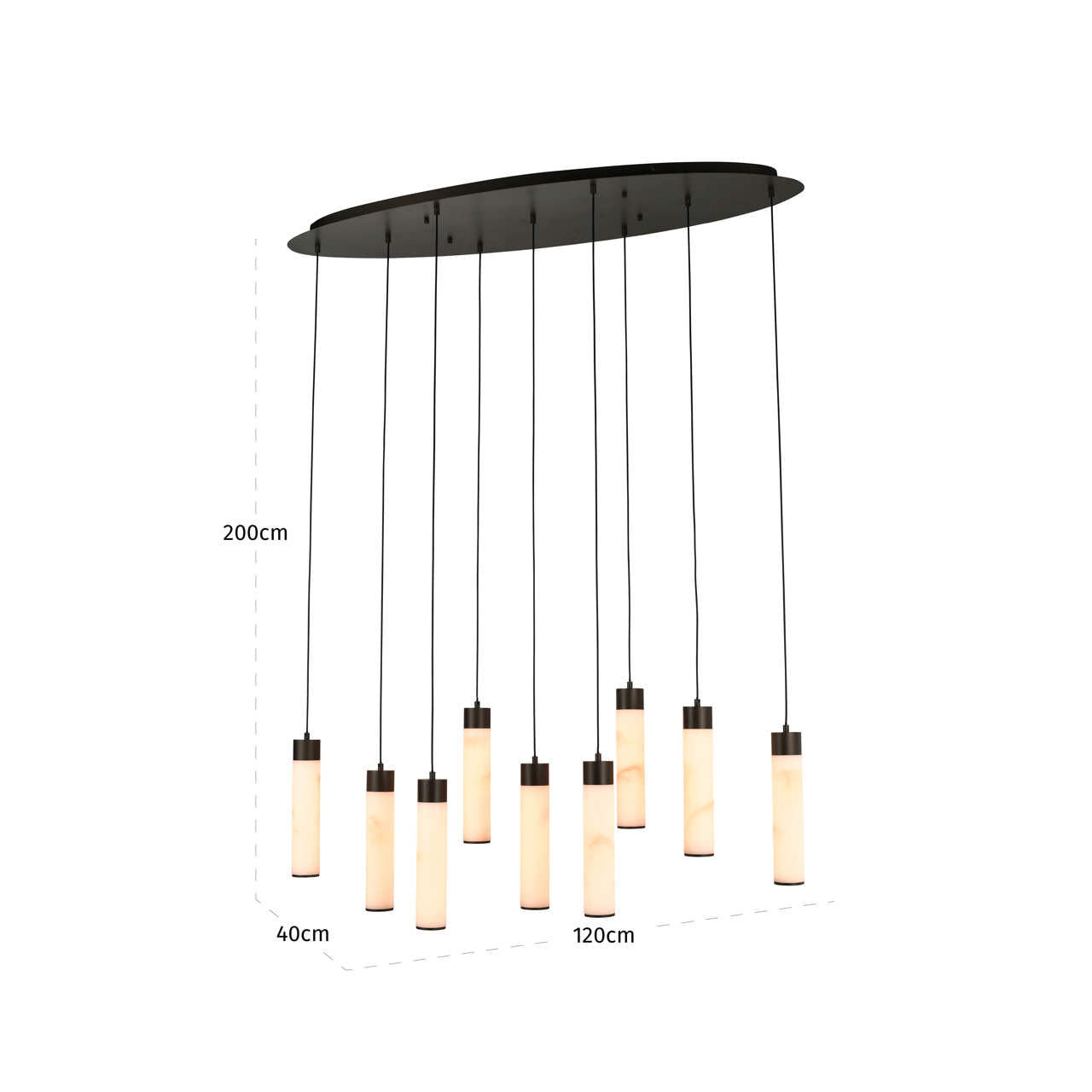 Chavine Black Bronze & White Acrylic 9 Light Pendant Light by Richmond Interiors