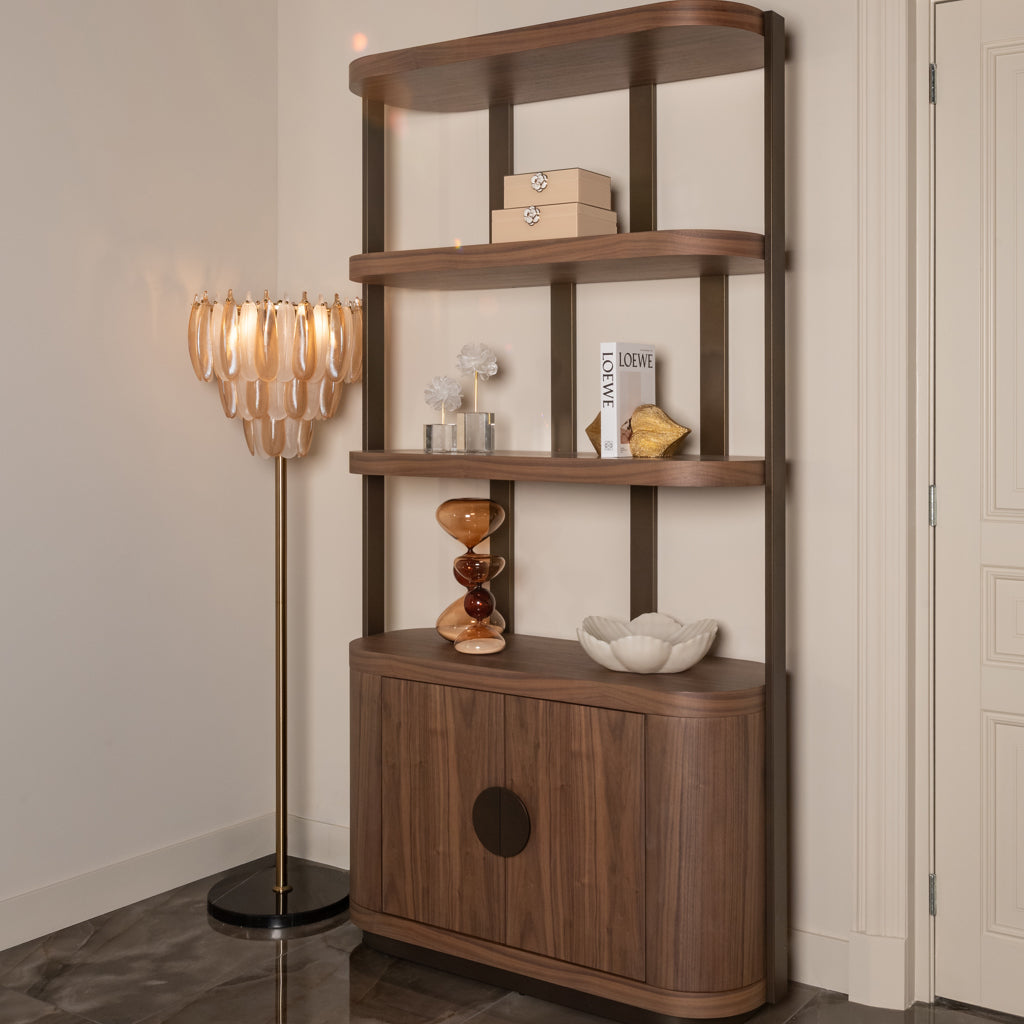 Windsor 2 Door & Shelf Walnut Display Cabinet by Richmond Interiors