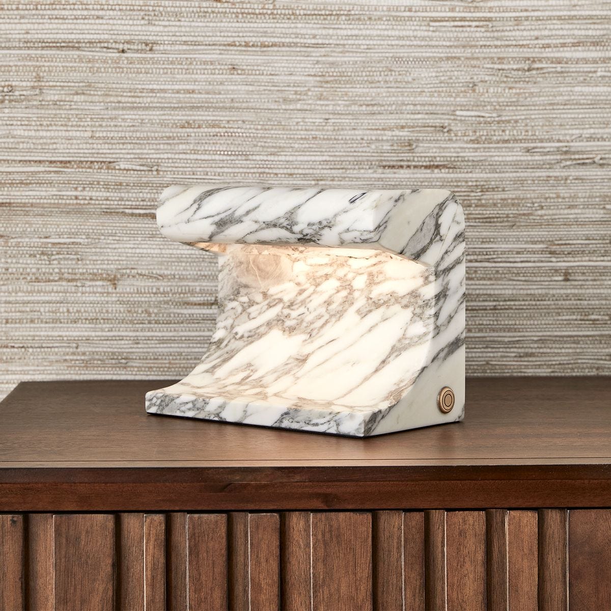 Carved Beam Rechargeable Mini Lamp in Arabescato Marble by Uttermost