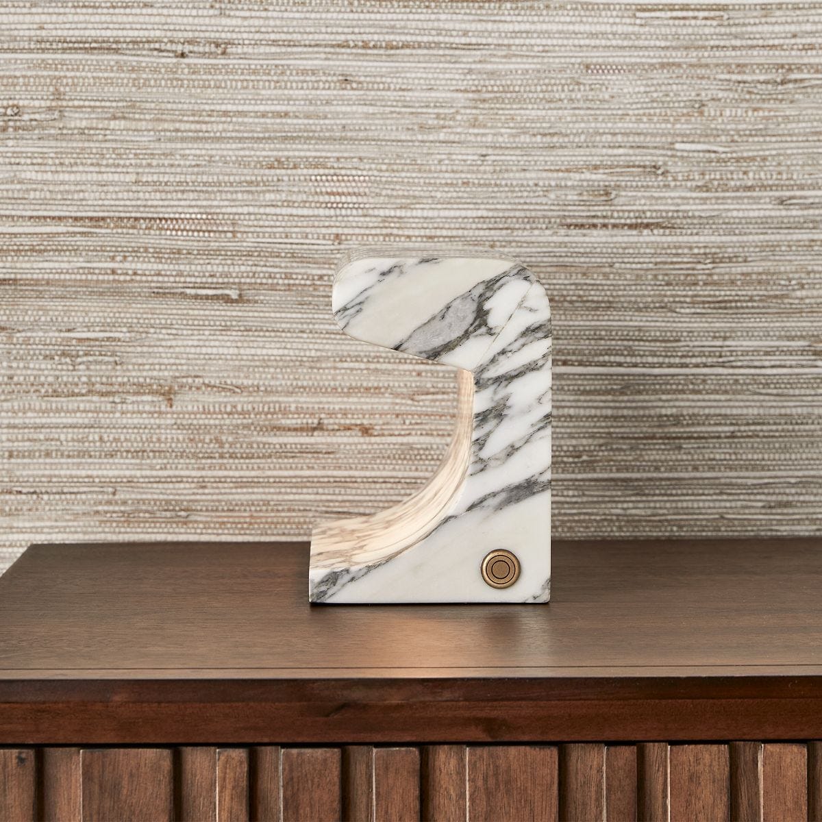 Carved Beam Rechargeable Mini Lamp in Arabescato Marble by Uttermost