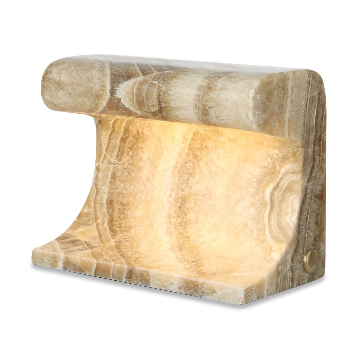 Carved Beam Rechargeable Mini Lamp in Latte Onyx by Uttermost