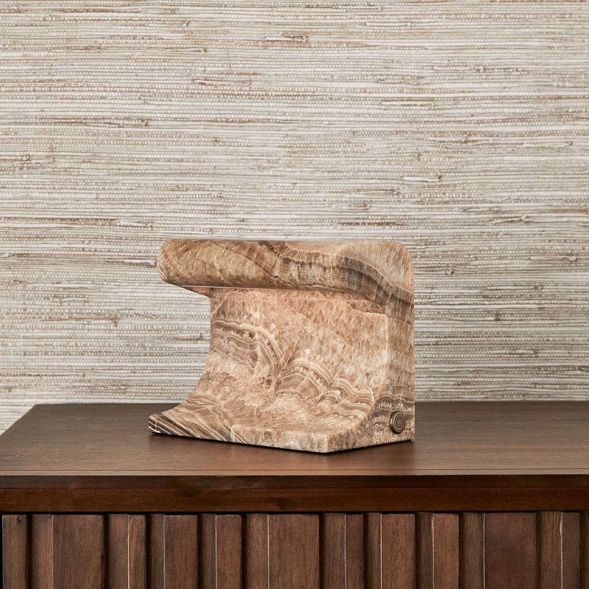 Carved Beam Rechargeable Mini Lamp in Latte Onyx by Uttermost