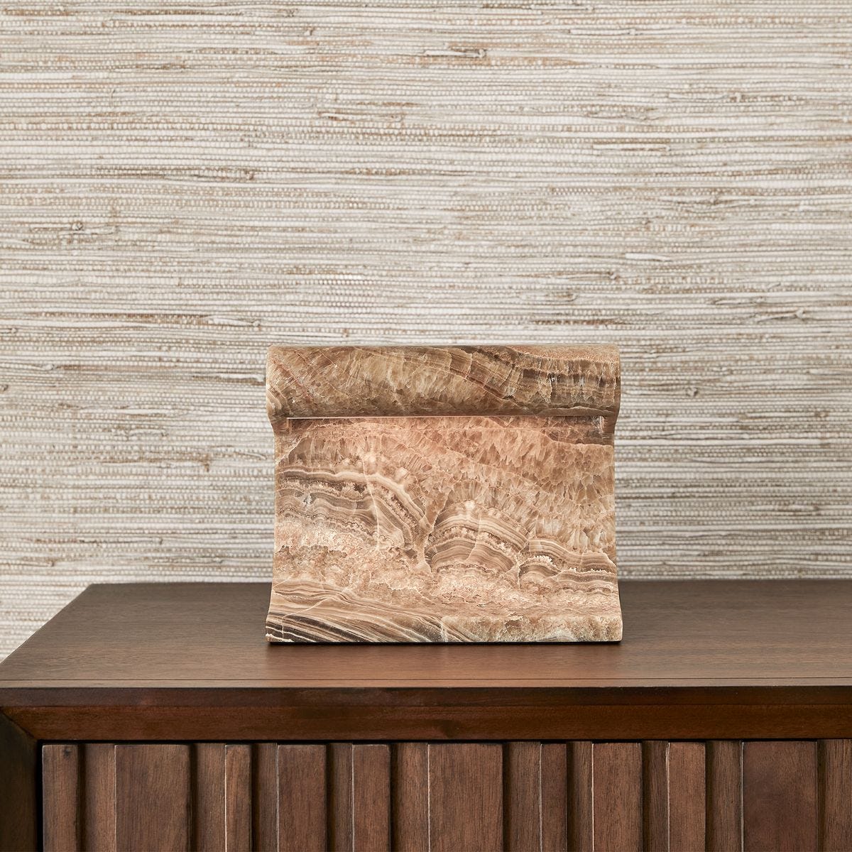 Carved Beam Rechargeable Mini Lamp in Latte Onyx by Uttermost