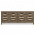 Cassis Sideboard Grey Taupe Textured Oak Veneer 4 Door with Brass Handles - Grey Taupe Berkeley Designs