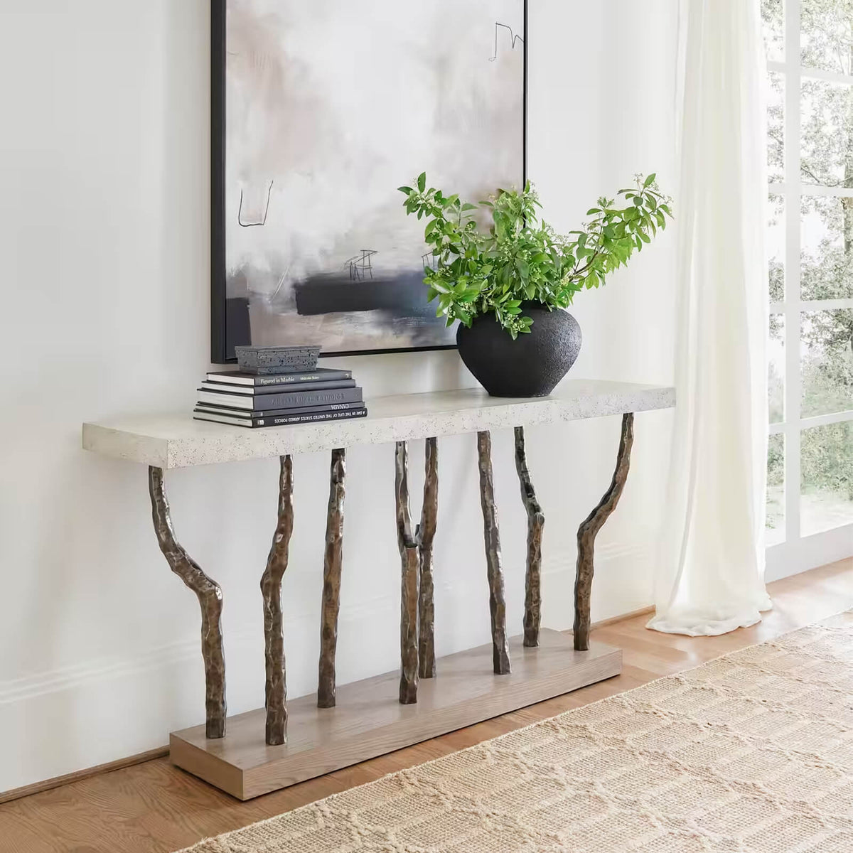 Catalina Branch Console Table in Dune by Theodore Alexander