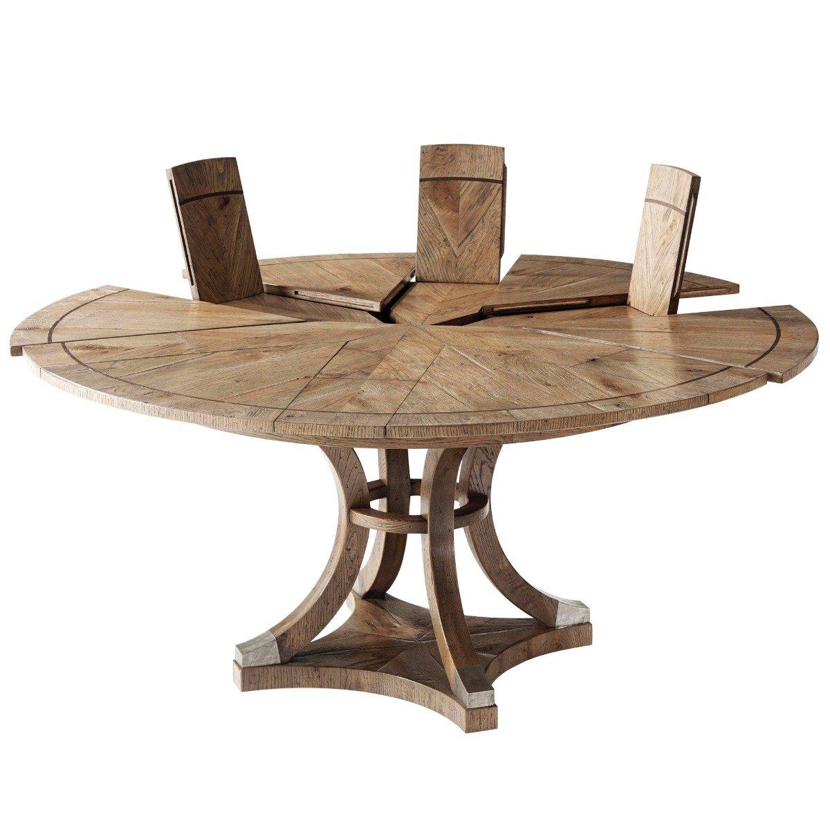 Extendable Round Dining Table Devereaux in Echo Oak 122-162cm by Theodore Alexander