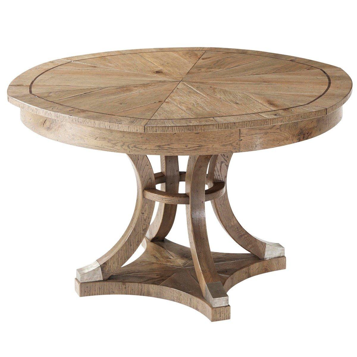 Extendable Round Dining Table Devereaux in Echo Oak 122-162cm by Theodore Alexander