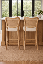 Chadlington Rattan and Natural Linen Counter Stool by Keiichi