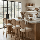Chadlington Rattan and Natural Linen Counter Stool by Keiichi