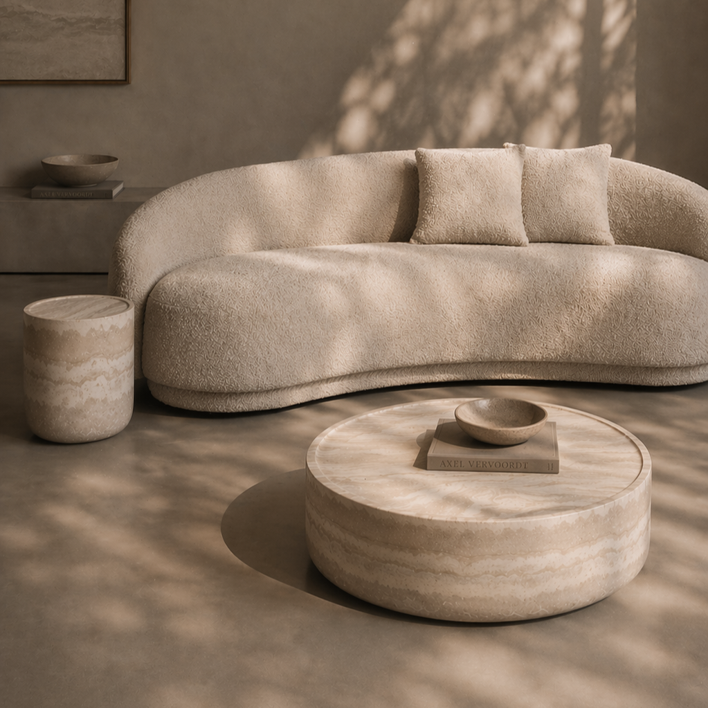 Ciladro Faux Travertine Side Table by Tommy Franks