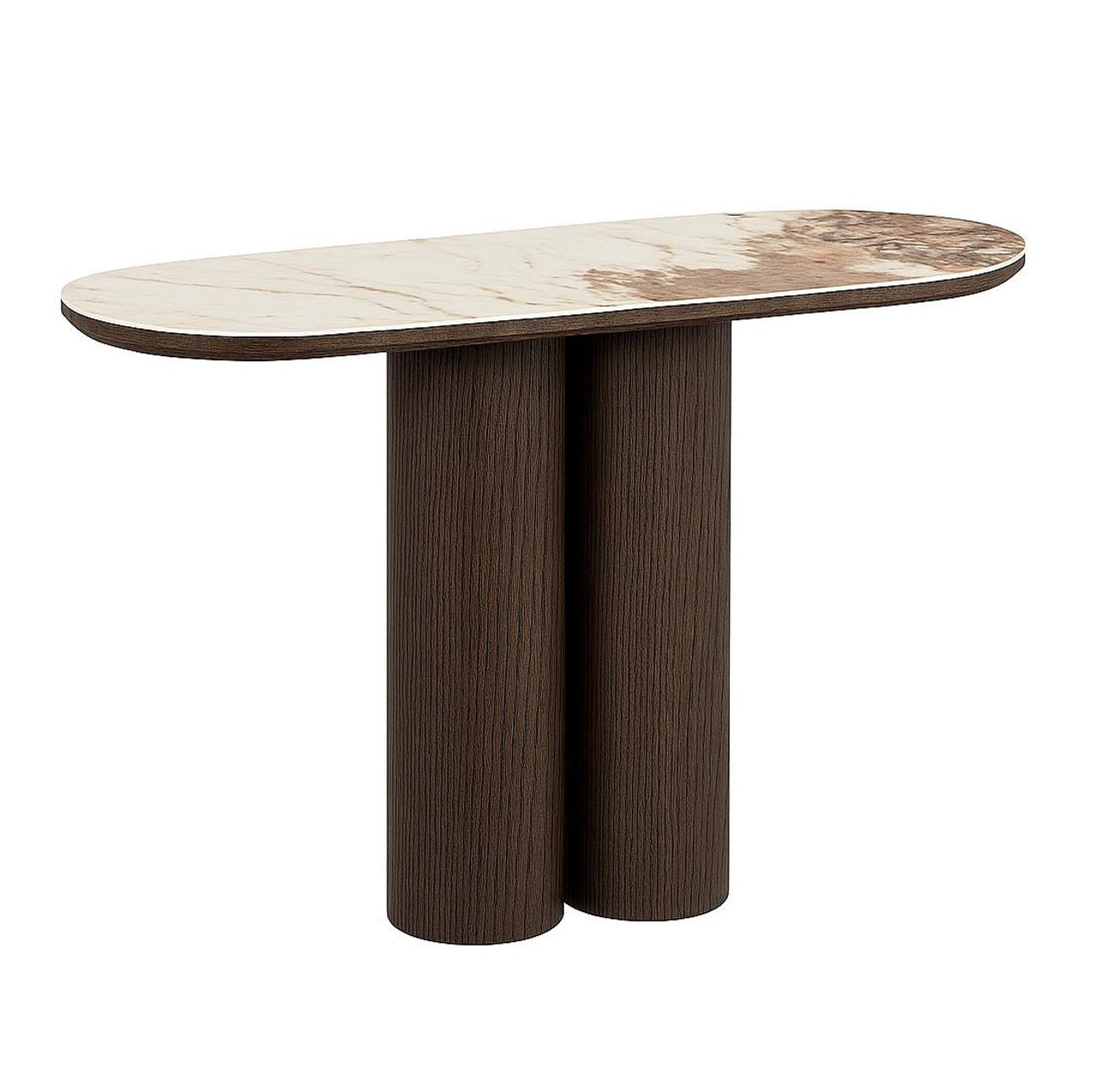 Langford Brown Oak Veneer & Ceramic Top Console Table by Richmond Interiors