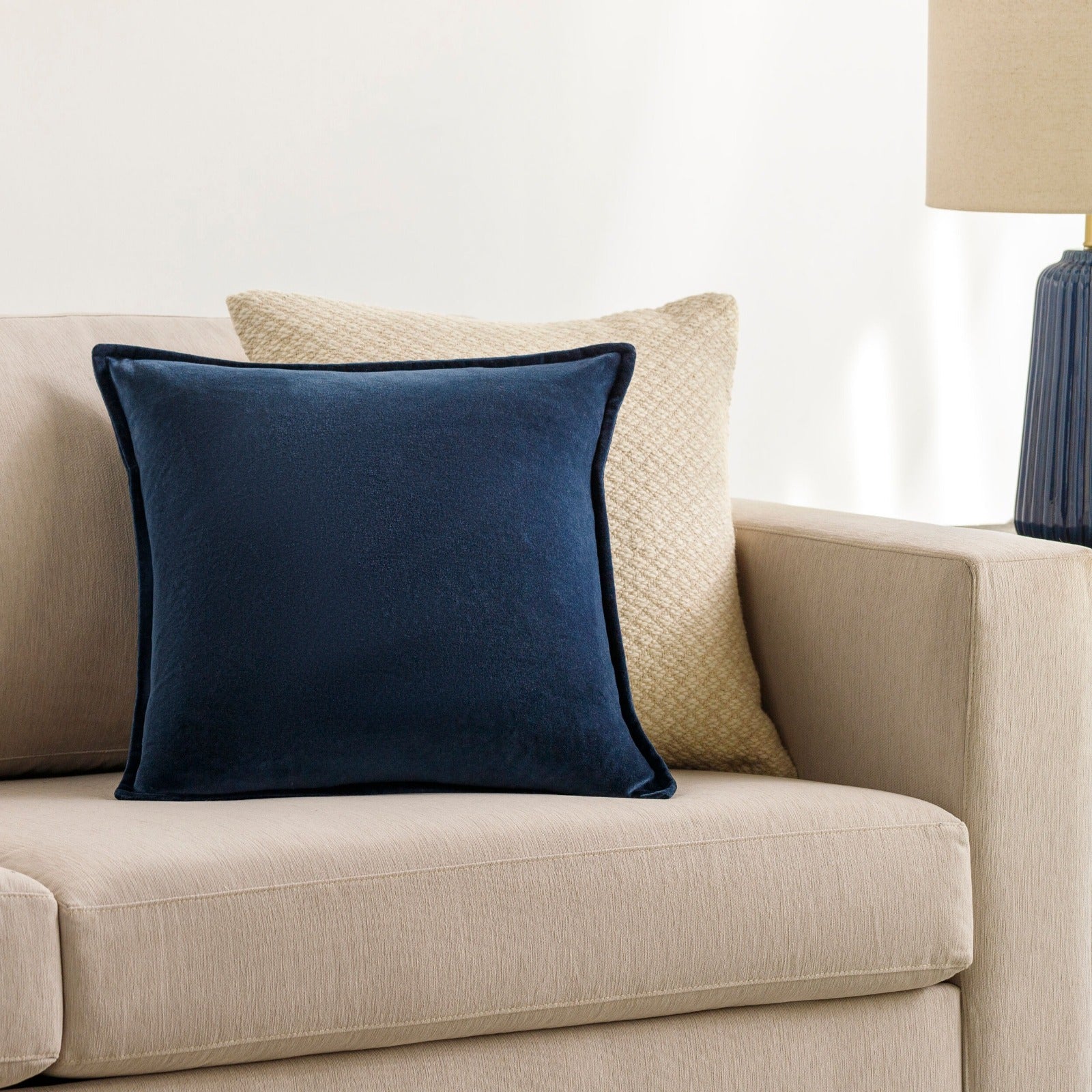 Cotton Velvet Cushion in Midnight Blue by Keiichi